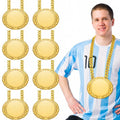 DoubleFill 8 Pcs Custom Turnover Chain Medal MVP Rigid Plastic 6" Personalize with Your Own Logo or Art Gold Champ Medal Trophy and Gold Chain Winner Gift for Goat Basketball Football Baseball