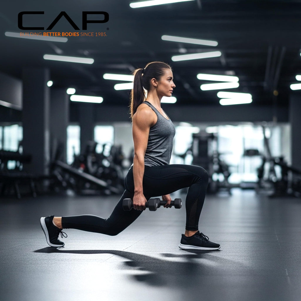 CAP Barbell 60 lb Neoprene Hex Dumbbell Weight Set with a Vertical A-Frame Rack - Black