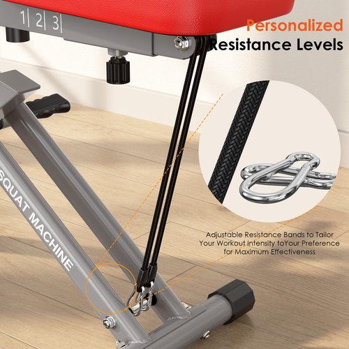 SogesHome Squat Machines Rowing Machine, Foldable & Full Body Exercise Workout Equipment, Row and Ride Squat Machine 330 LBS Weight Capacity, Glute Trainer Machine (Red)