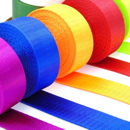 Grosun 12 Rolls Nylon Webbing 1 inch 1.5 inch 2 inch Nylon Strap Webbing Straps Backpack Straps Nylon Belt, 10 25 50 3.3 Yards Webbing Strapping