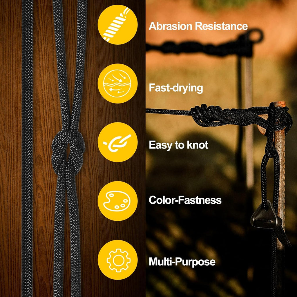 Satinior Paracord Rope 1250ft - 7 Strand Core Tactical Parachute Cord for Survival & Camping Gear - 4mm Nylon String