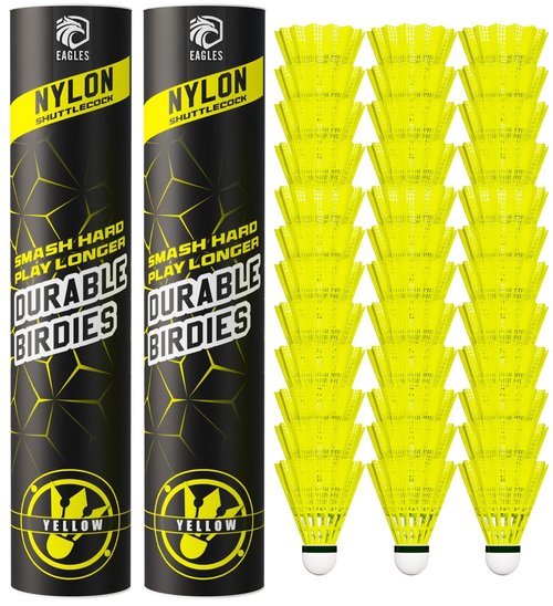 EAGLES 24 Pack Nylon Badminton Birdies - Bedminton Shuttlecocks for Baseball/Softball Batting Training - Birdie Ball for Indoor and Outdoor Matches ~ Highly Stable & Durable Shuttle Balls