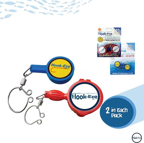 HOOK-EZE Knot Tying Tool - Cover Hooks for 4 Fishing Poles | Line Cutter for Saltwater & Freshwater Fishing