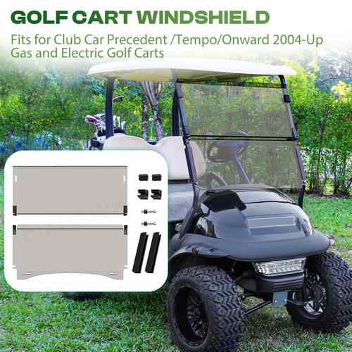FIXHAWK Club Car Precedent Windshield, Club Car Windshield Replacement for Tempo, Precedent, Onward 2004-up Gas/Electric Golf Carts, Foldable Tinted Precedent Golf Cart Windshield (37.59"W x 33.96"H)