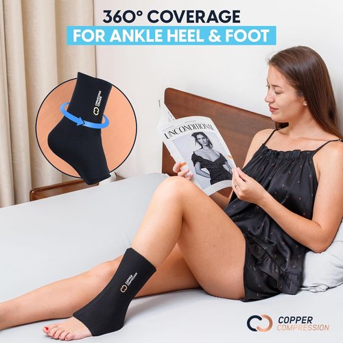CopperFreeze™ Ankle Sleeve - Hot & Cold Therapy for Pain Relief, Swelling & Injury Recovery - One Size