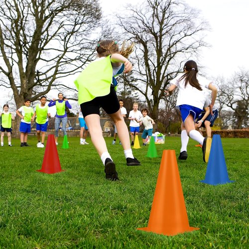 Hoteam 30-Piece 9-Inch Traffic Cones - Durable Plastic Agility Training Equipment for Soccer & Football Drills