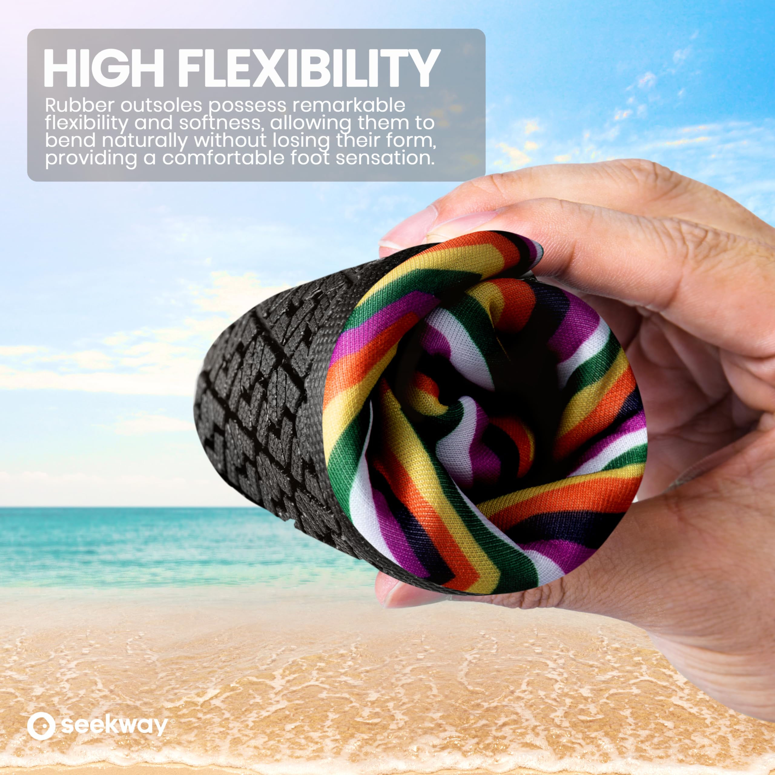 SEEKWAY Water Shoes Women Men Adult Quick-Dry Aqua Socks Barefoot Non Slip for Beach Swim River Pool Lake surf Black Size SK002