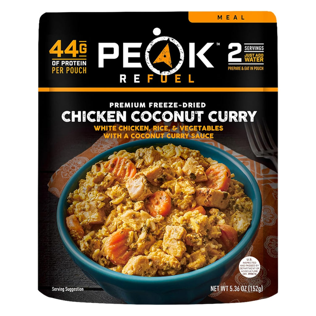Peak Refuel Chicken Coconut Curry - High Protein Freeze Dried Backpacking Food | Quick Prep (2 Servings)
