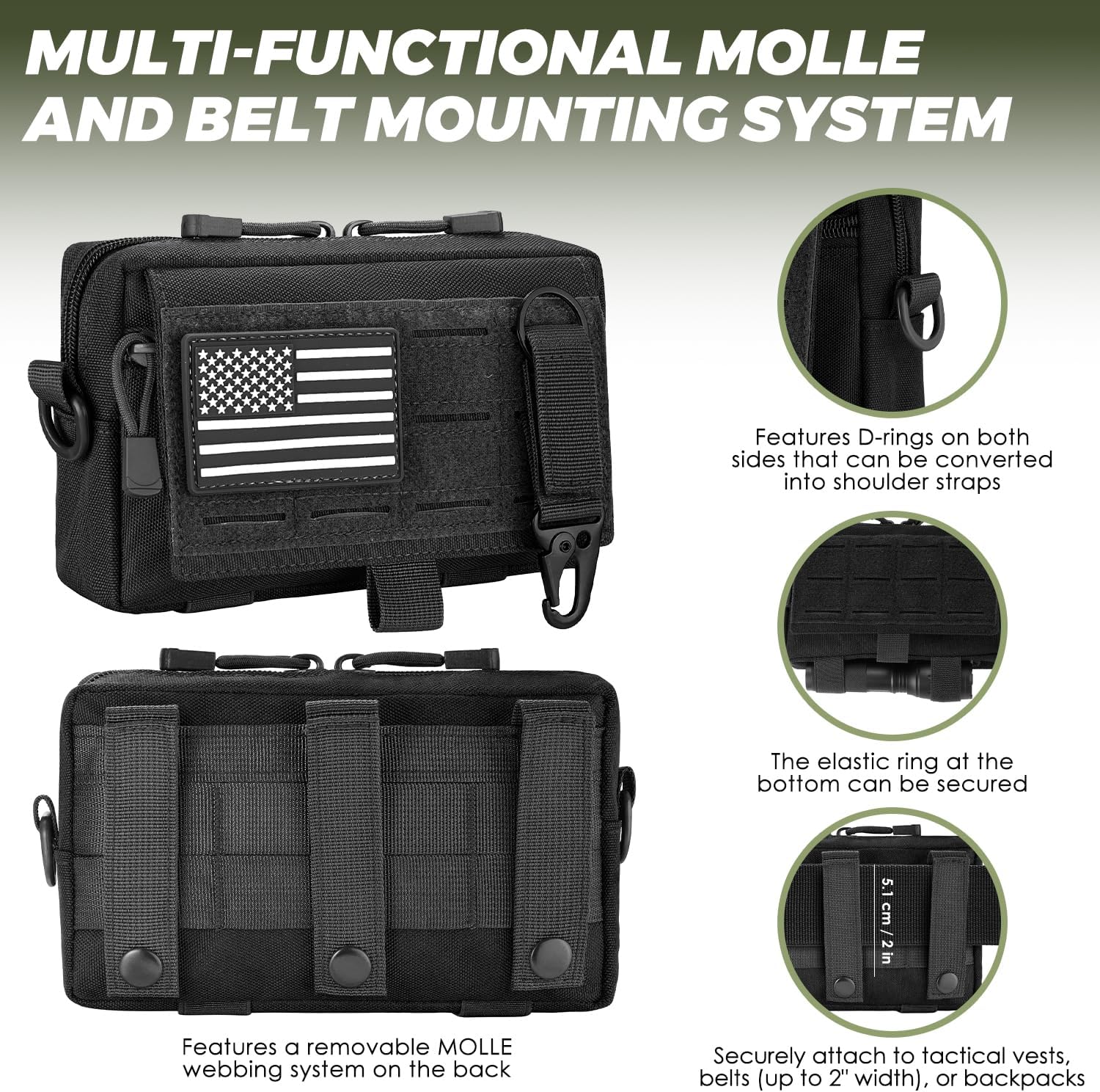 Skiennix Tactical Molle Admin Pouch - EDC Organizer with Quick-Access Zipper for Outdoor Use