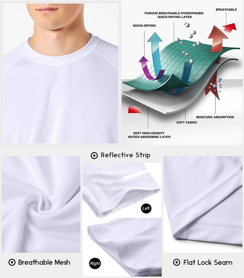 5 Pack Dry Fit Shirts for Men, Dry Fit Moisture Wicking Workout T-Shirts, Athletic Running Gym Short Sleeve Tee Shirts for Men White-5P05-3XL