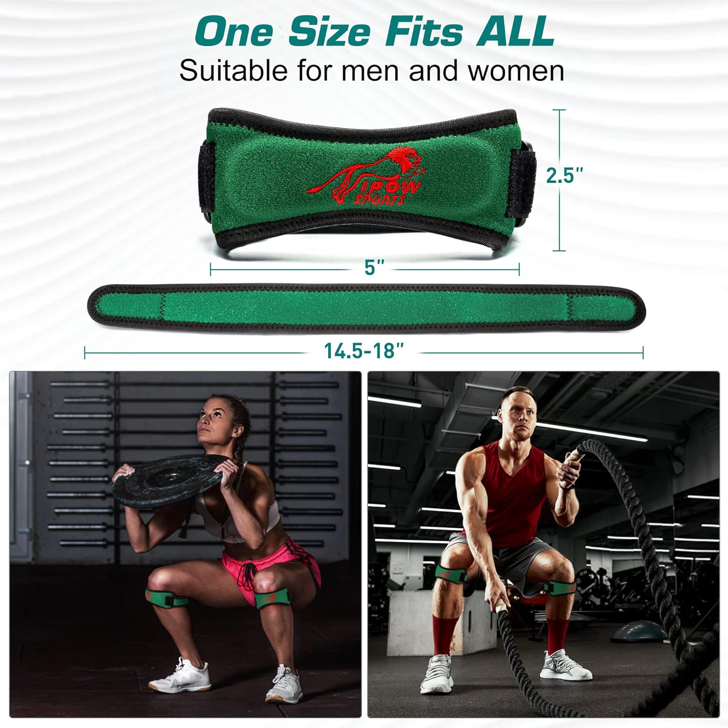 Skiennix Knee Strap - Adjustable Support for Pain Relief | Green Color