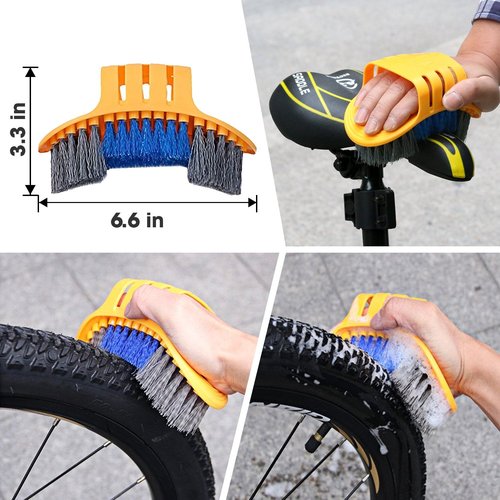 SINGARE 7pcs Bicycle Bike Cleaning Tools Set, Bike Clean Brush Kit Suitable for Mountain, Road, City, Hybrid, BMX and Folding Bike