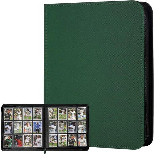 GERMUN Trading Card Binder - Premium 12 Pocket Holder for 720 Cards | Double-Sided Album in Dark Green