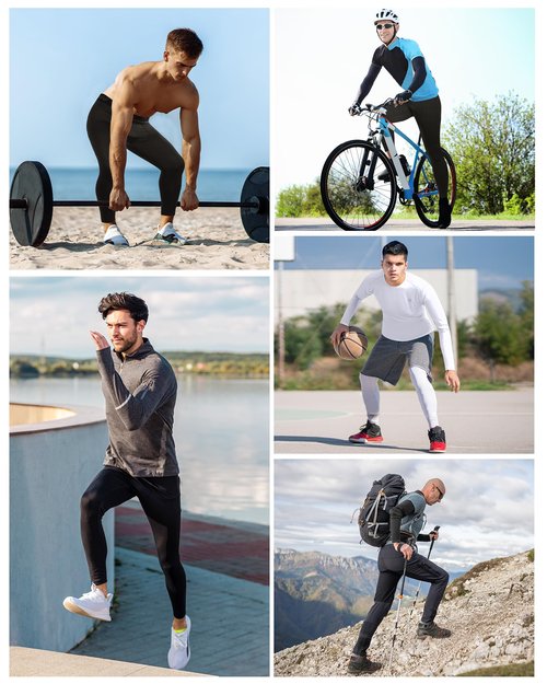 Runhit 3 Pack Compression Pants Men Running Tights Workout Leggings Athletic Base Layer Pants for Sports Basketball Black+Navy Blue+Gray M