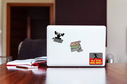 Creanoso Funny Fitness Stickers- 4 Bulk Sets (12 des. x 4pcs) Suitable for Laptops, Mac Book, Graffiti, Skateboards, Bumpers, Bikes, Bicycles, Travel Case, Bicycle