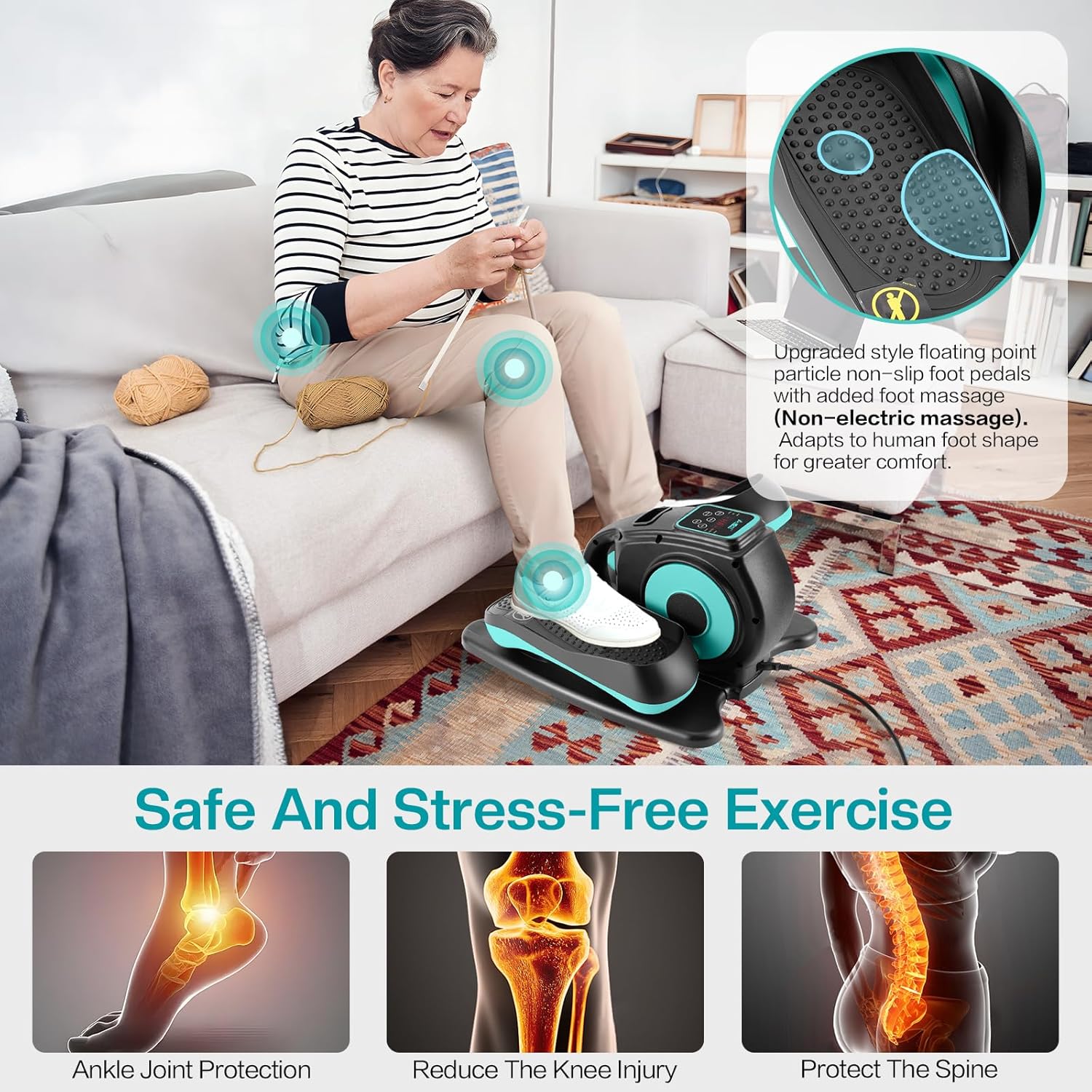 Under Desk Elliptical Machine by [Brand Name] - Adjustable Speed Leg Exerciser for Seniors | Quiet & Portable Mini Trainer