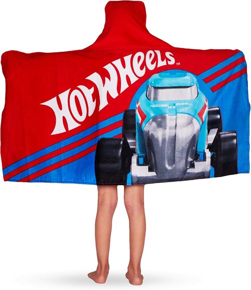 Hot Wheels Hooded Towel Wrap - Soft Cotton Bath/Pool/Beach Towel, 24" x 50" by Franco Kids