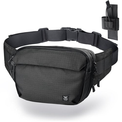 Tactical Fanny Pack for Men Women, Security Carry Crossbody Bag, Anti Theft EDC Waist Bag for Hiking Hunting (Adjustable Up to 57" Waist)