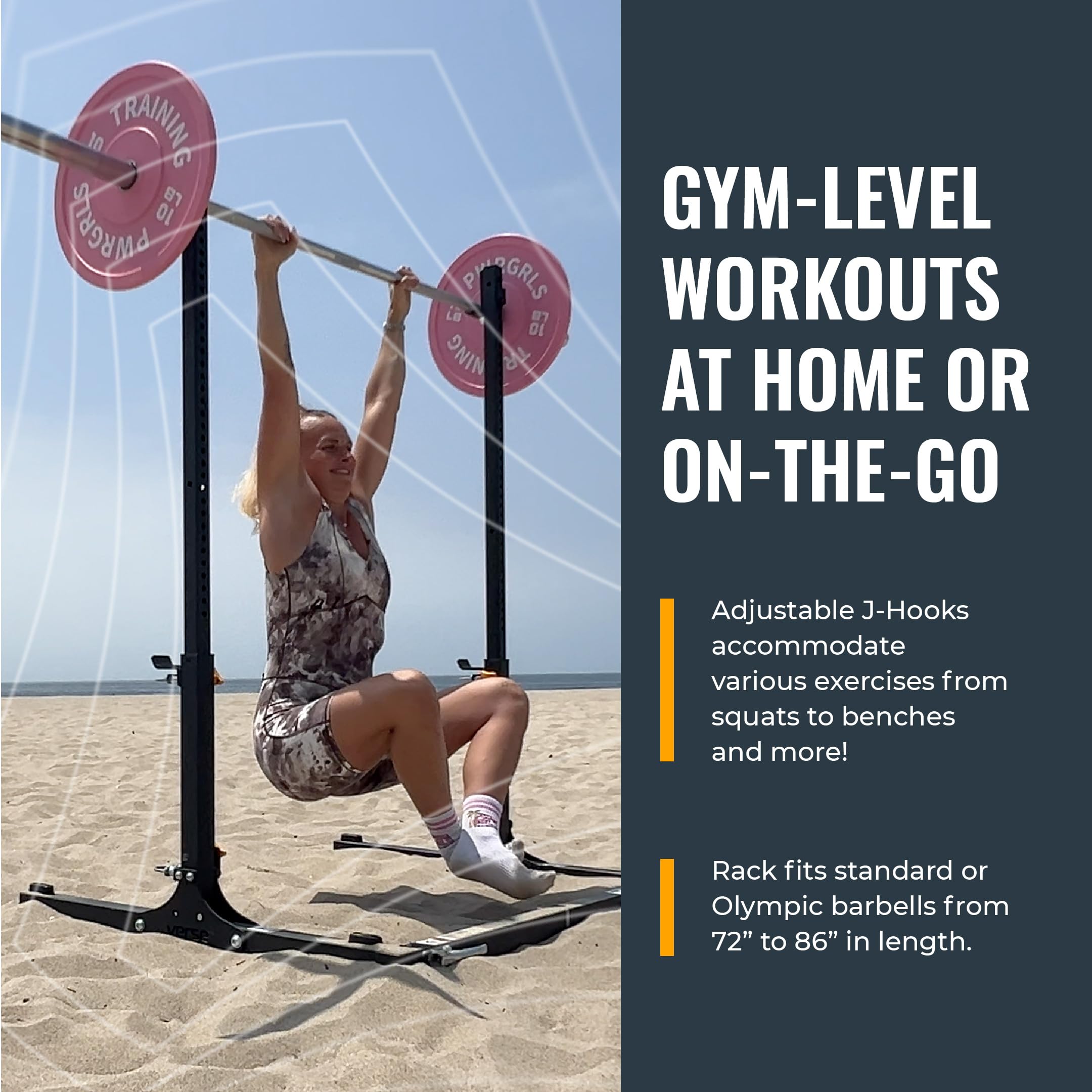 Verse Agile Rack - Portable Multipurpose Squat Rack Bench Press Barbell Rack - Heavy Duty Holds Up To 700lbs - 2 Min Set Up - Folds for Easy Storage - Perfect for Home Gyms & Training Studios