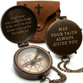Baptism Gifts for Boys – Confirmation & First Communion Compass Gift – Catholic Christian Brass Pocket Compass with Scripture – Religious Keepsake for Christening – Gift for Godson, Son, or Grandson