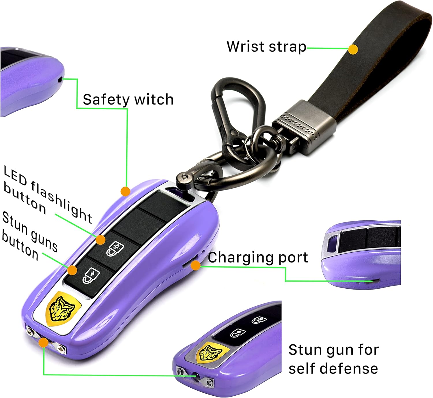 Skiennix Rechargeable Stun Gun - Self-Defense with LED Flashlight for Women | Compact & Powerful