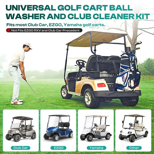 DRIVE UP Universal Golf Cart Ball Washer and Club Cleaner Kit, Golf Ball Cleaner and Club Head Washer, Suitable for Club Car, EZGO, Yamaha Gas and Electric Golf Carts, OEM 603836