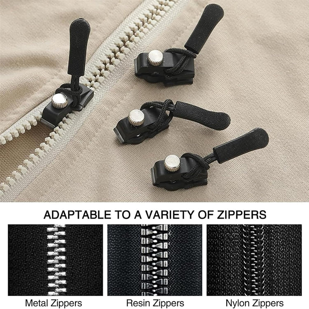 Universal Zipper Repair Kit - Quick Install Detachable Zip Heads for Nylon & Metal Zippers | 3 Sizes