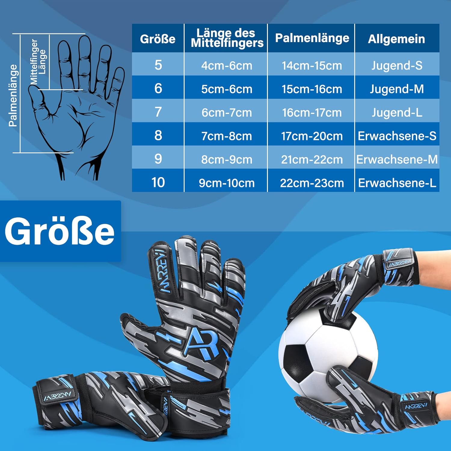 Skiennix Soccer Goalie Gloves - Finger-Save & Double Wrist Protection | Youth, Kids & Adult Sizes