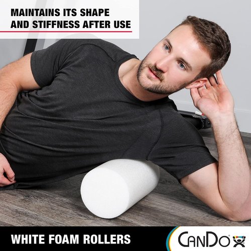 CanDo White PE Foam Rollers - Muscle Recovery & Massage Therapy | 4" x 36" (Pack of 2)