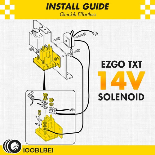 IOOBLBEI EZGO 14V Golf Cart Solenoid Compatible 4 Terminal for EZGO TXT 1994-up Gas Starter Continuous Duty Solenoid Switch Repair Replace OEM 27153G01, 612813