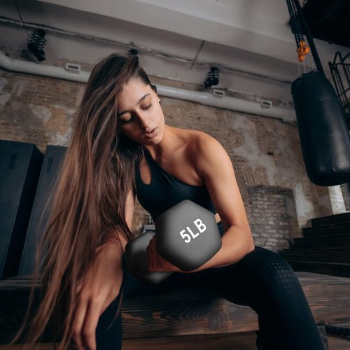BalanceFrom Neoprene Dumbbells, 3 Pair Hand Weights Set with Stand, 50 Lb, Multi-Color