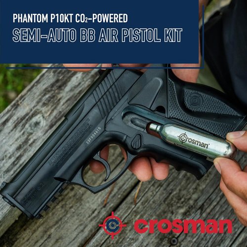 Crosman Phantom P10KT CO2 Air Pistol Kit - Semi-Automatic BB Gun for Target Shooting