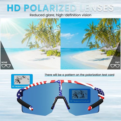 Polarized Sports Sunglasses for Men Women, UV400 Protection Outdoor Sunglasses for Running Cycling Golf Hiking Driving