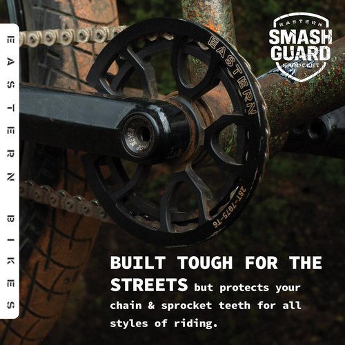 Eastern Bikes Smashguard BMX Sprocket with Built-in Guard, 25T or 28T CNC Machined 7075-T6 Alloy, Durable BMX Chainring for Freestyle & Park Riding (25T)