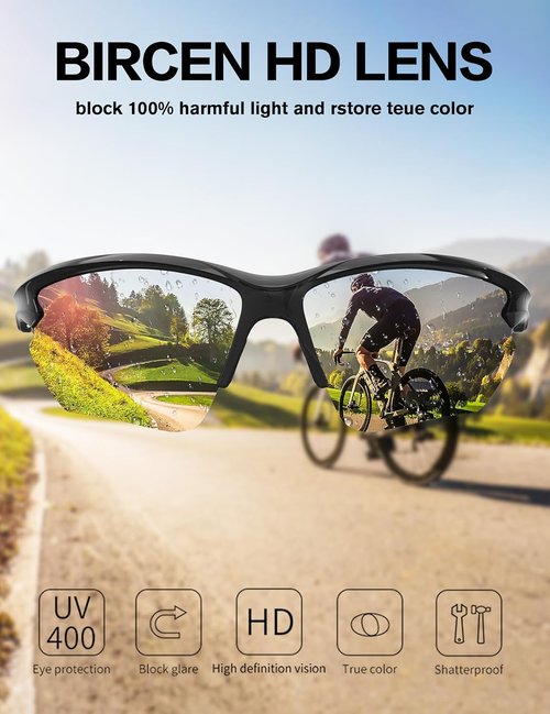 BIRCEN Polarized Men's Sunglasses - Lightweight TR90 UV Protection Shades for Driving & Sports