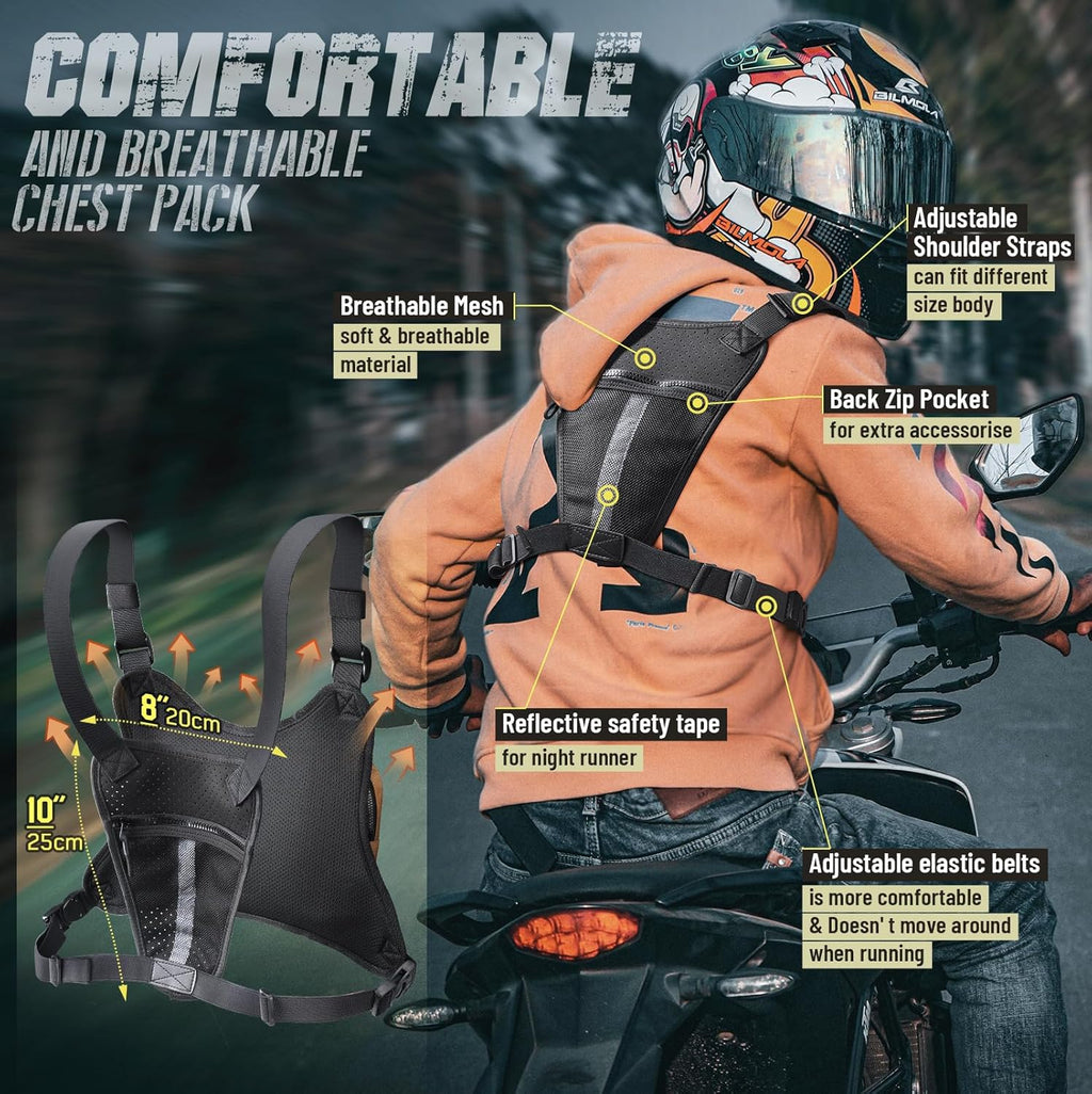 Skiennix Outdoor Sport Chest Rig - Versatile Running Vest Bag with Phone Holder | Brown for Cycling & Hiking