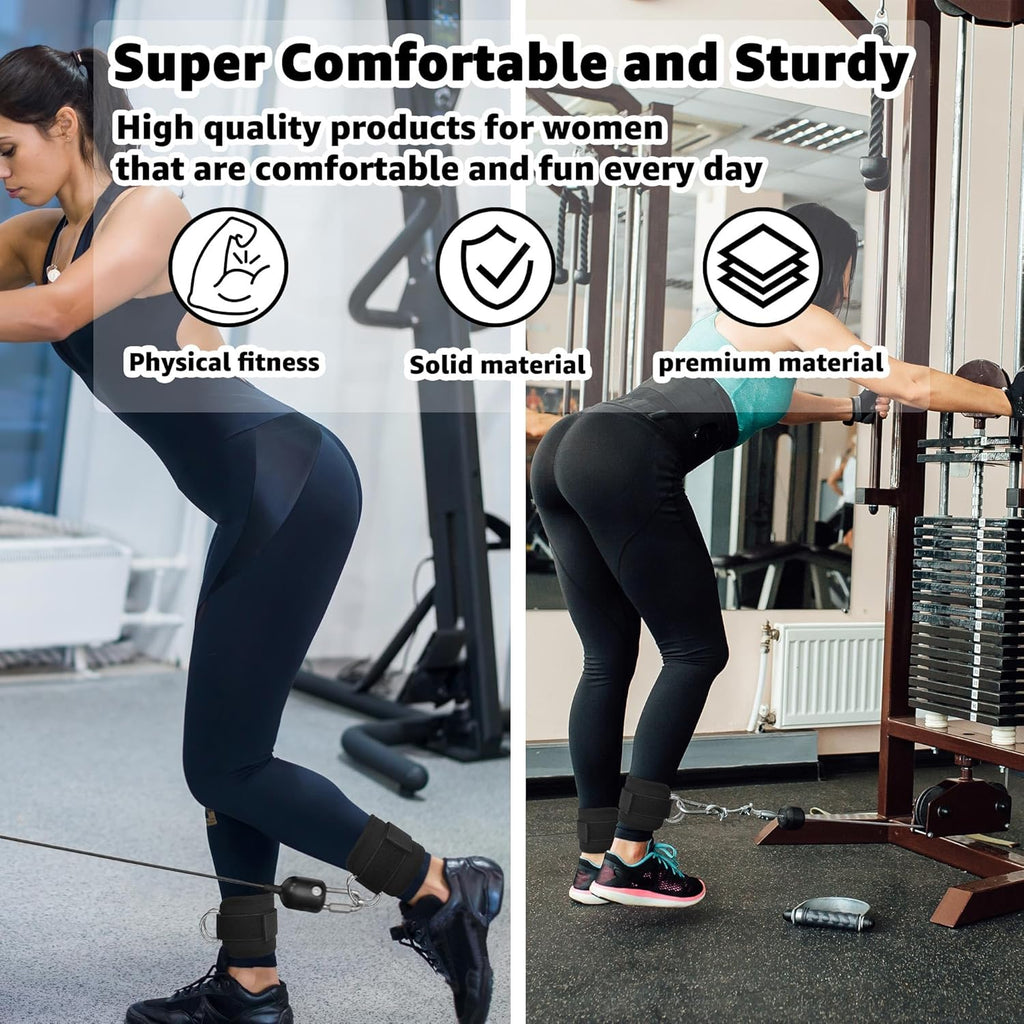 Skiennix Fitness Ankle Straps - Adjustable Neoprene Leg Straps for Glute Kickbacks & Lower Body Workouts