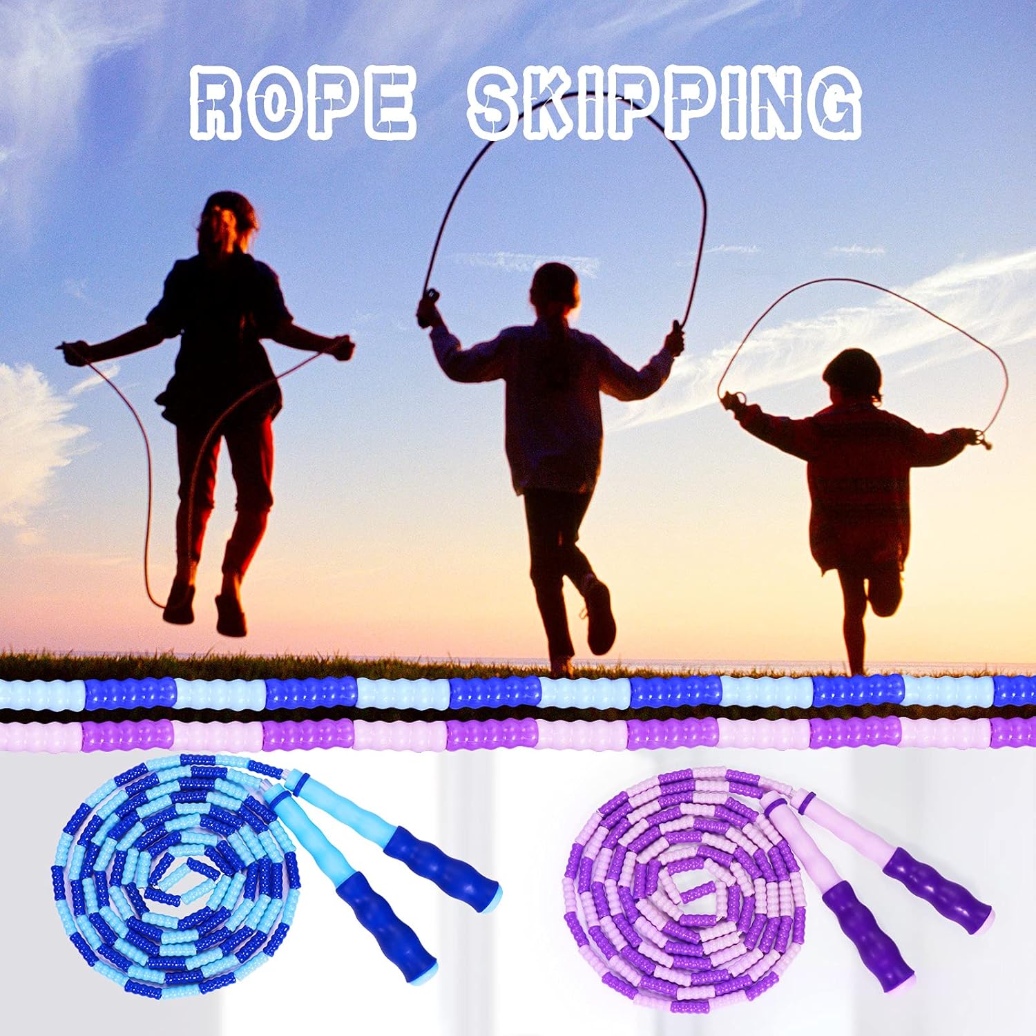 Supertrip Jump Rope - Adjustable Tangle-Free Beaded Skipping Rope for Kids | Perfect for Students