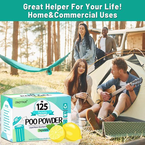 CRAZYTHUR Portable Toilet Gel, Poo Powder for Portable Toilet, Poo Powder for Portable Toilets, Camping Toilets Gel, Pee Powders for Outdoor Camping and Hiking