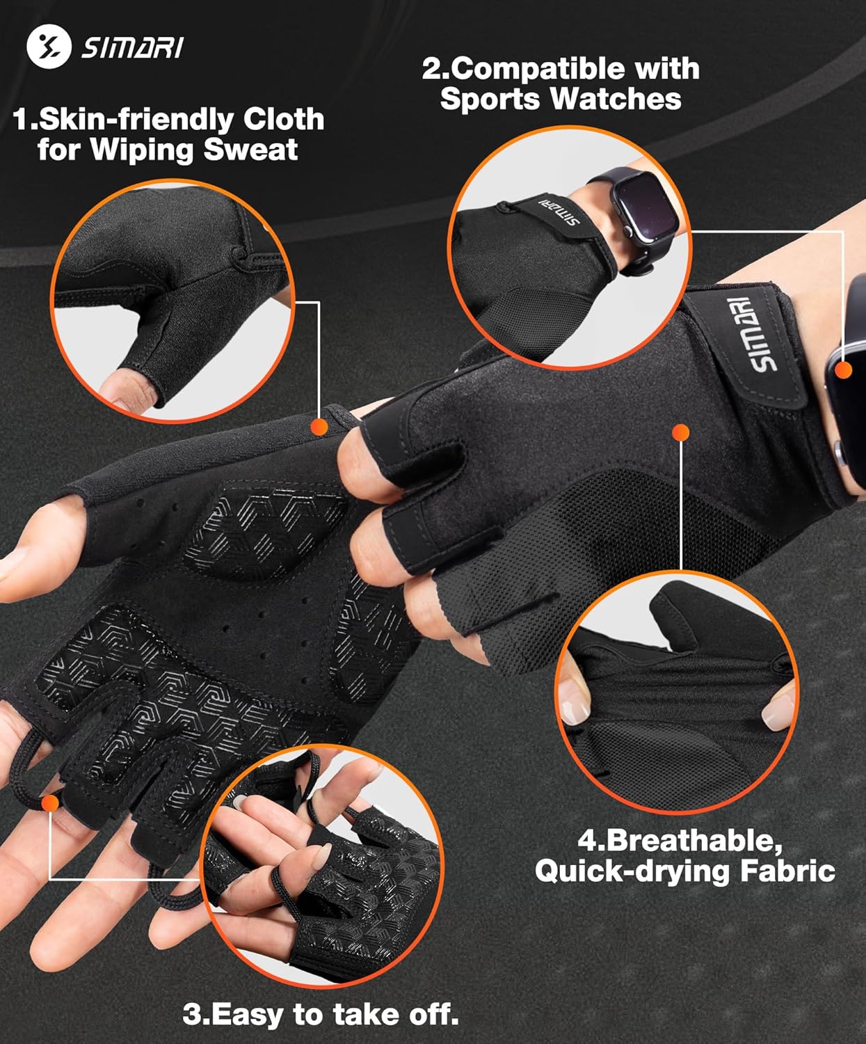 SIMARI Cycling Gloves - Breathable Gel Pads for Men & Women | Comfortable Grip for Gym, Biking & Weight Lifting - Sizes XS to XL