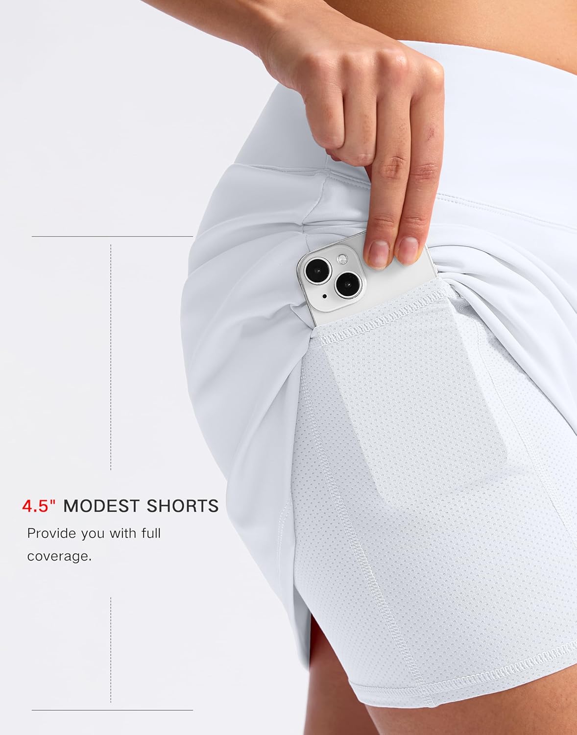 SANTINY High Waisted A-Line Skorts for Women - 16" Casual Athletic Tennis Skirt with 2 Pockets