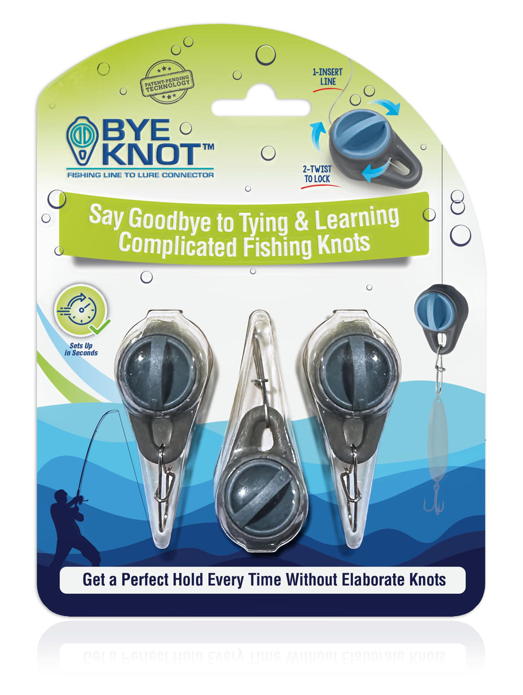 ByeKnot Fishing Knot Tying Tool | Fishing Line to Lure Connector | Protect from Fish Hooks | Tie Fishing Knots Easily | Cool Gadgets for Fishermen | Fishing Lure Accessory for Beginner Anglers