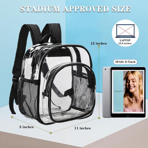 Clear Backpack - Stadium Approved 12x12x6 | Ideal for Concerts, Work, Festivals & Security