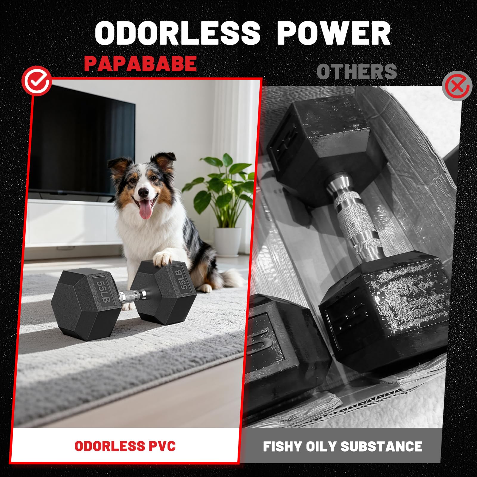 PAPABABE Dumbbells Set of 2, 5lbs Dumbbell Pair, 5 Pounds Hand Weights for Women Men at Home, Free Weights Dumbbells Set for Home Gym Equipment, Pesas Mancuernas para Ejercicios de Hombre Casa.