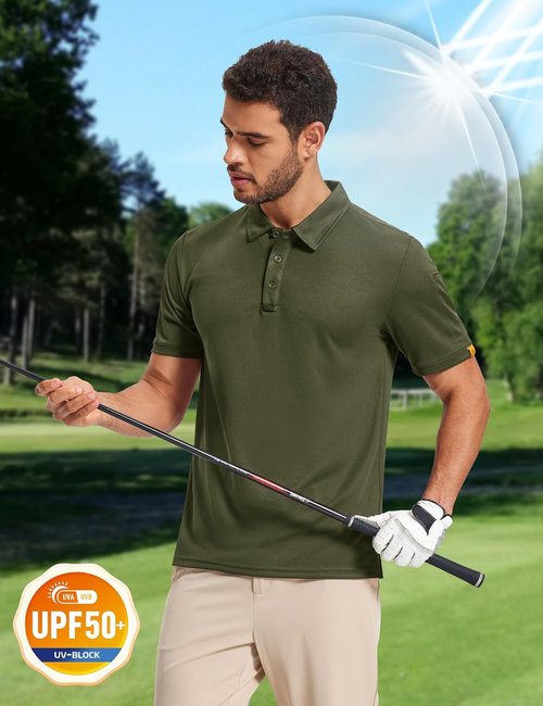 MAGCOMSEN Men's Polo Shirt - Short Sleeve Dry Fit Golf Polo with Moisture Wicking & UPF 50+ Protection