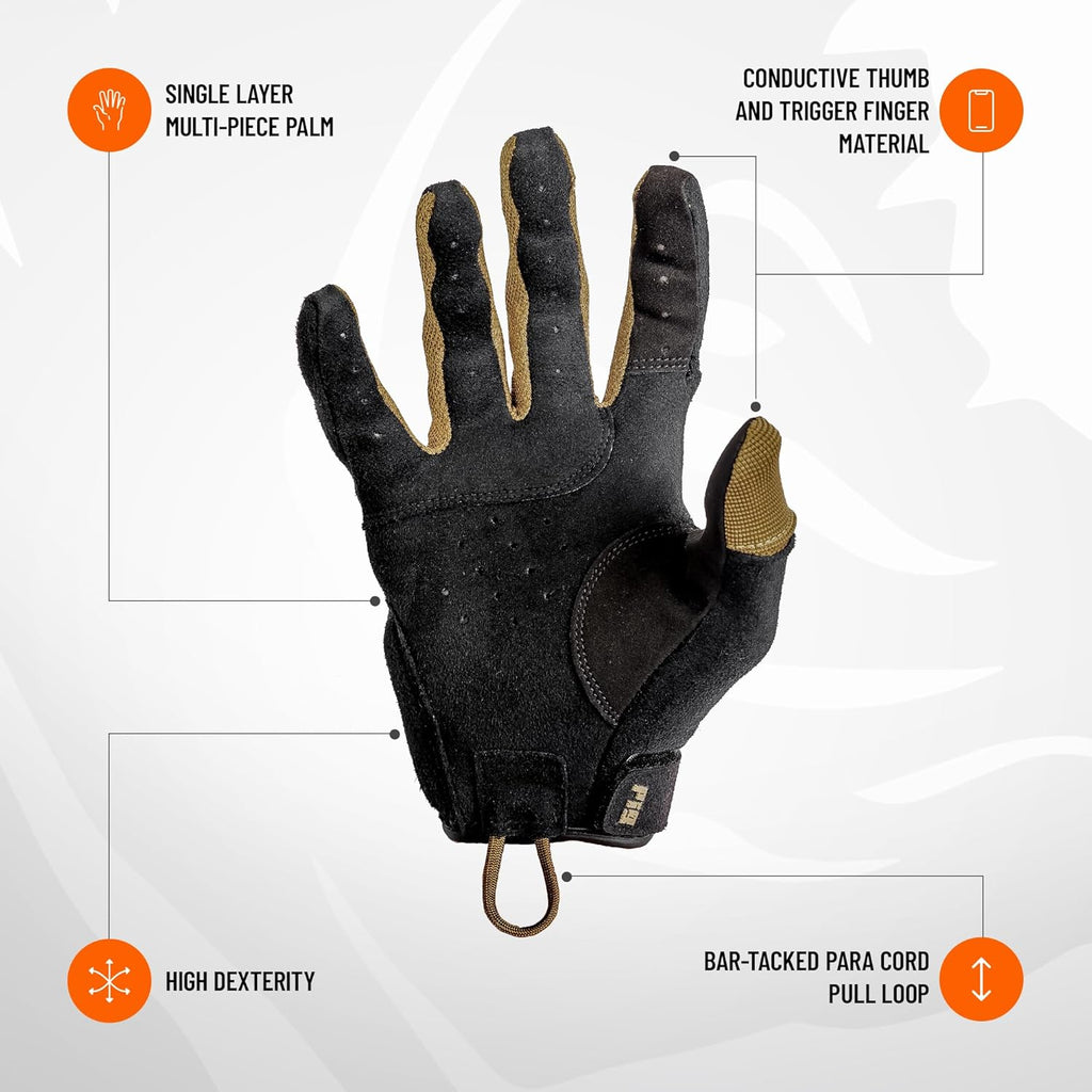 PIG Alpha Tactical Gloves - Full Dexterity Shooting Gloves | Touchscreen Compatible, Breathable