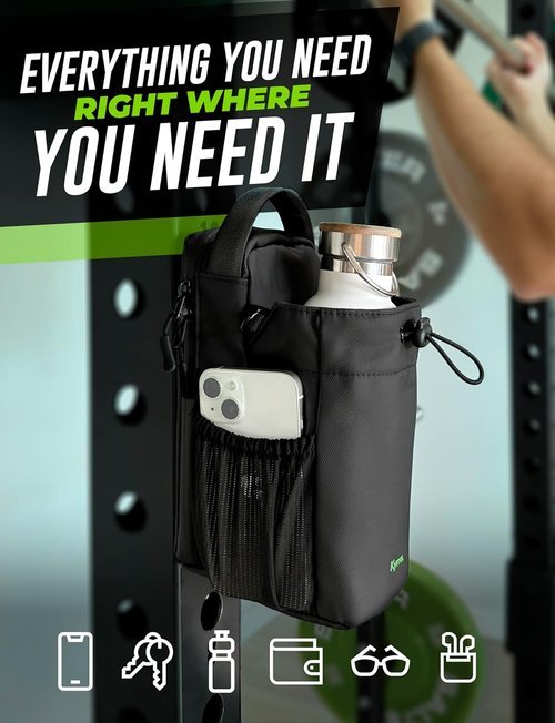 kyrra. Magnetic Gym Bag with Water Bottle Holder Compact Crossbody Bag with Magnetic Attachment and Reusable Gym Pouch Small Gym Water Bottle Bag for Men and Women