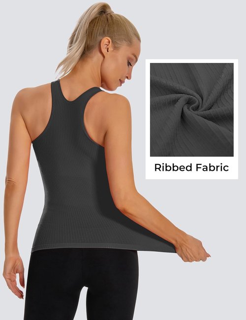 MathCat Seamless Workout Tank Top - Padded Racerback Yoga Camisole for Women (XS-2XL)