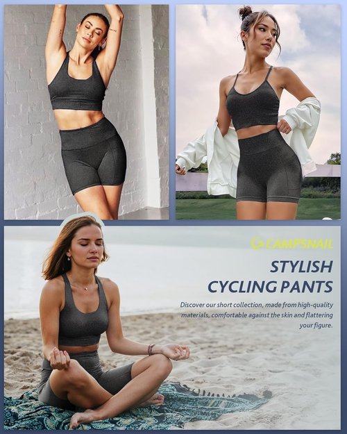 CAMPSNAIL Biker Shorts for Women - High Waisted Spandex with Pockets | Tummy Control Gym & Yoga Shorts