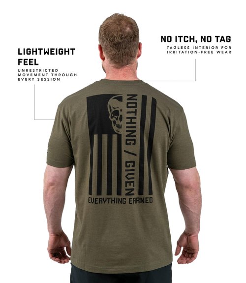 Gymreapers Valor Moisture Wicking T-Shirts for Men - Short Sleeve Workout Gym Shirts - Running Athletic Tees & Dry Fit Tshirt Military Green